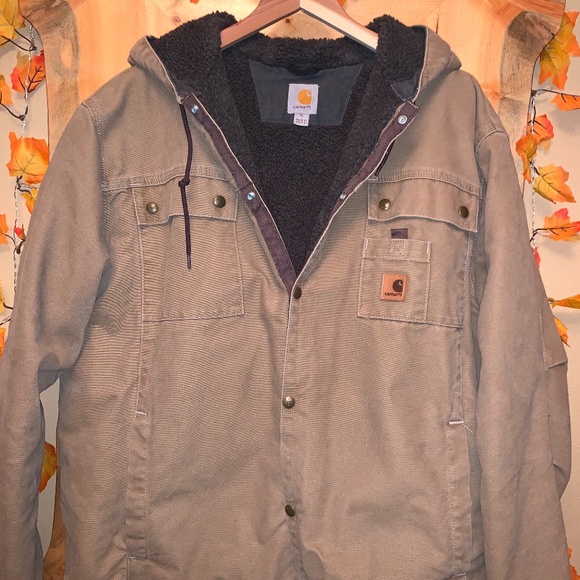 Carhartt | Jackets u0026 Coats | Xl Carhartt J284 Multipocket Sandstone Jacket  Sherpa Lined | Poshmark